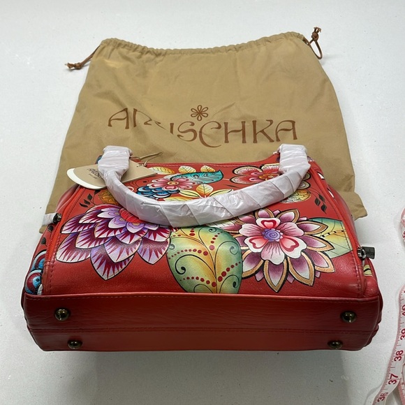 Anuschka Red Floral Shoulder Bag - Picture 7 of 11